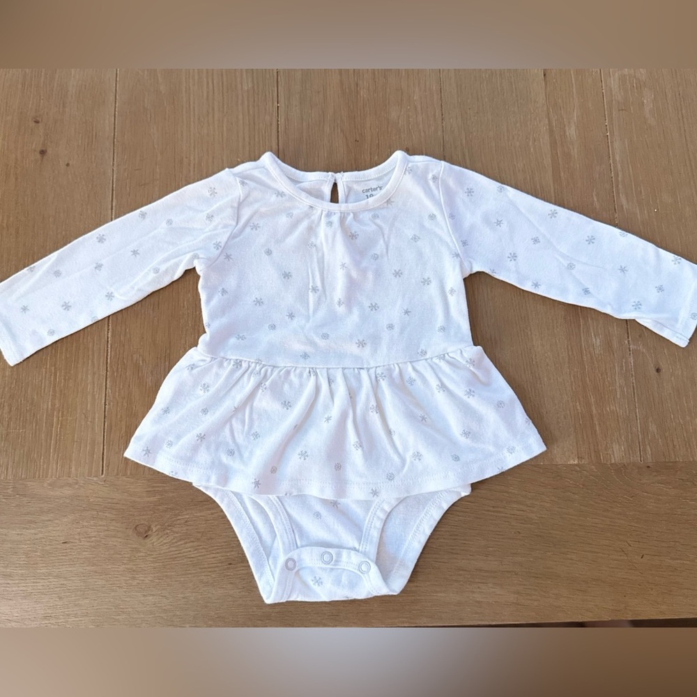 Carter’s Snowflake Long Sleeve Ruffle Onesie